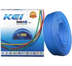 KEI FR PVC Housing Wire, Length: 90 m [0.50 sq. mm, Blue]